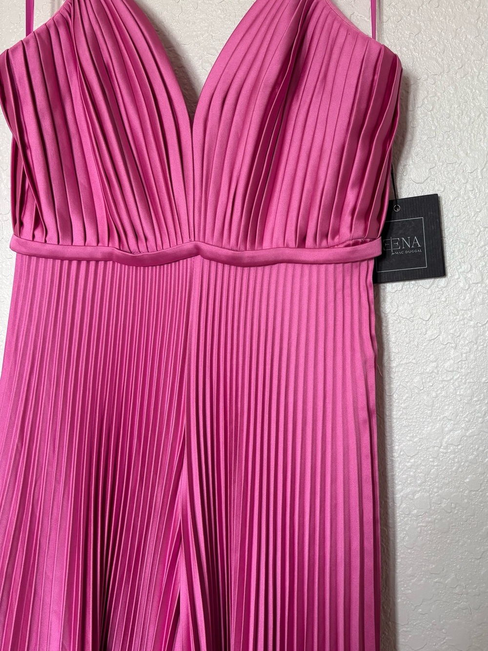 Mac Duggal Pleated Plunge Neck Wide Leg Jumpsuit - Picture 8 of 16